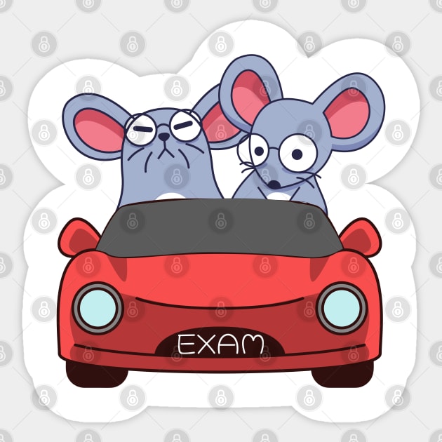 Mouse taking the driving license exam Sticker by alcoshirts